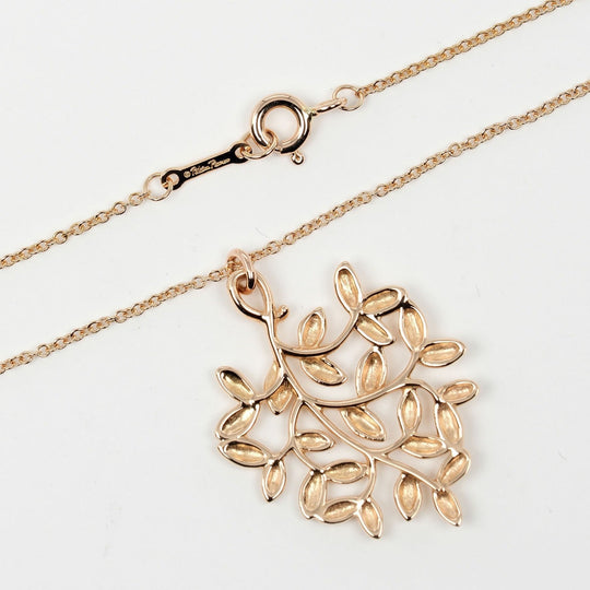 TIFFANY&Co. Necklace K18 Pink Gold gold Olive leaf Women Used Authentic