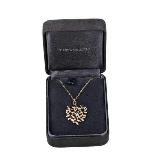 TIFFANY&Co. Necklace K18 Pink Gold gold Olive leaf Women Used Authentic