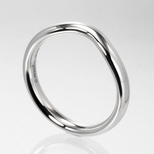 TIFFANY&Co. Ring Pt950Platinum Silver Curved band 0.1" Women Used Authentic