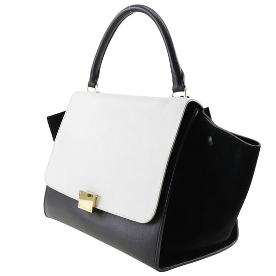 CELINE Handbag 1695430TA Calfskin, suede Black / white medium Trapeze Women Used Authentic