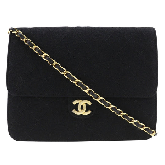 CHANEL Shoulder Bag cotton black Matrasse ChainShoulder Women Used Authentic
