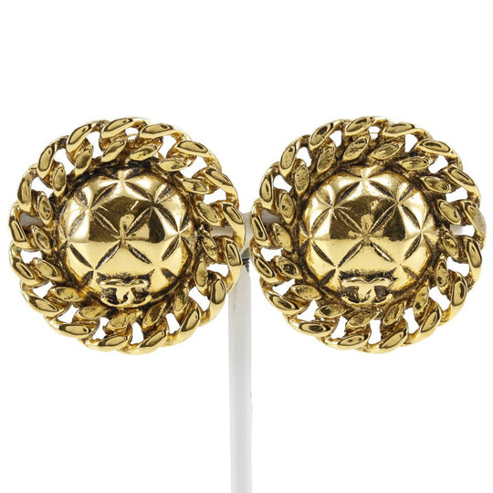CHANEL Earring Plated Gold gold vintage Matrasse COCO Mark Women Used Authentic