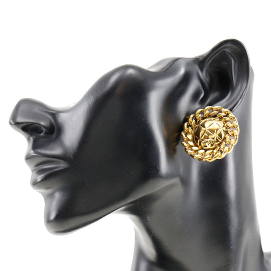 CHANEL Earring Plated Gold gold vintage Matrasse COCO Mark Women Used Authentic