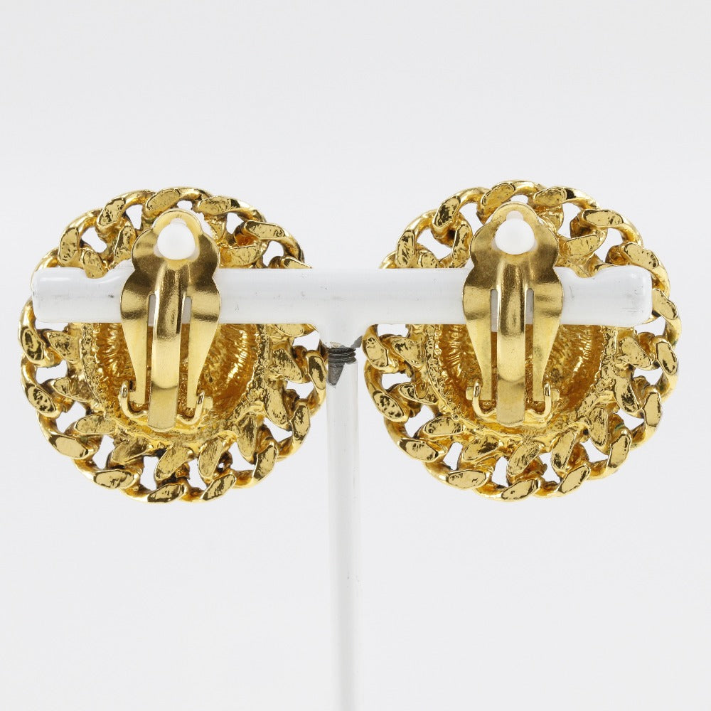 CHANEL Earring Plated Gold gold vintage Matrasse COCO Mark Women Used Authentic