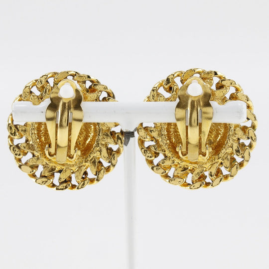 CHANEL Earring Plated Gold gold vintage Matrasse COCO Mark Women Used Authentic
