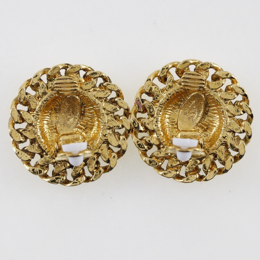 CHANEL Earring Plated Gold gold vintage Matrasse COCO Mark Women Used Authentic