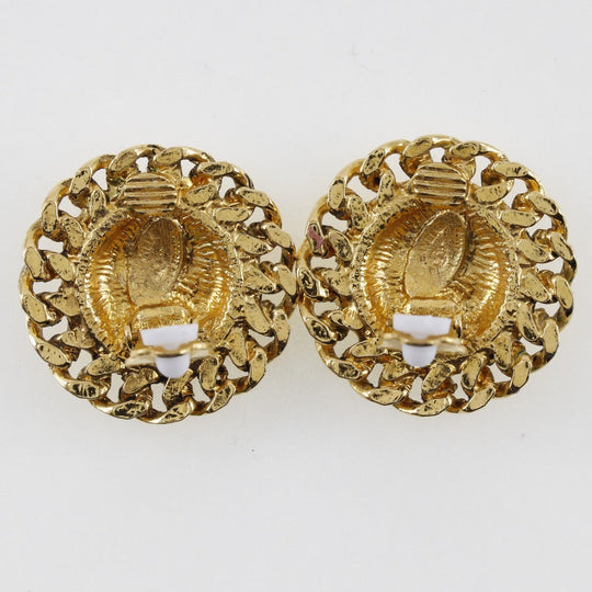 CHANEL Earring Plated Gold gold vintage Matrasse COCO Mark Women Used Authentic