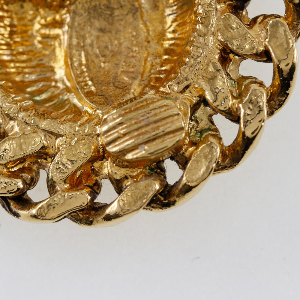 CHANEL Earring Plated Gold gold vintage Matrasse COCO Mark Women Used Authentic