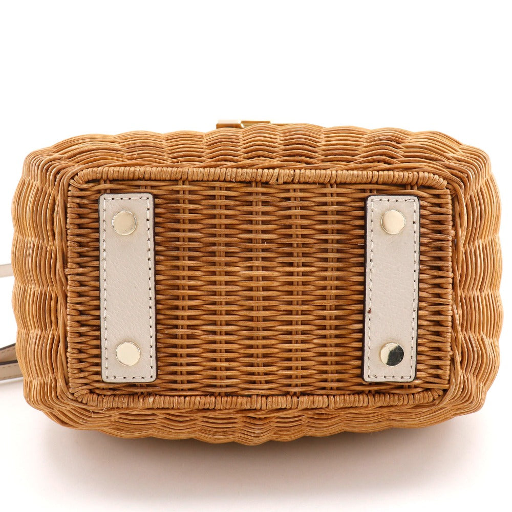 Kate Spade Handbag Wicker, Leather beige 2WAYShoulder Basket bag Women Used Authentic