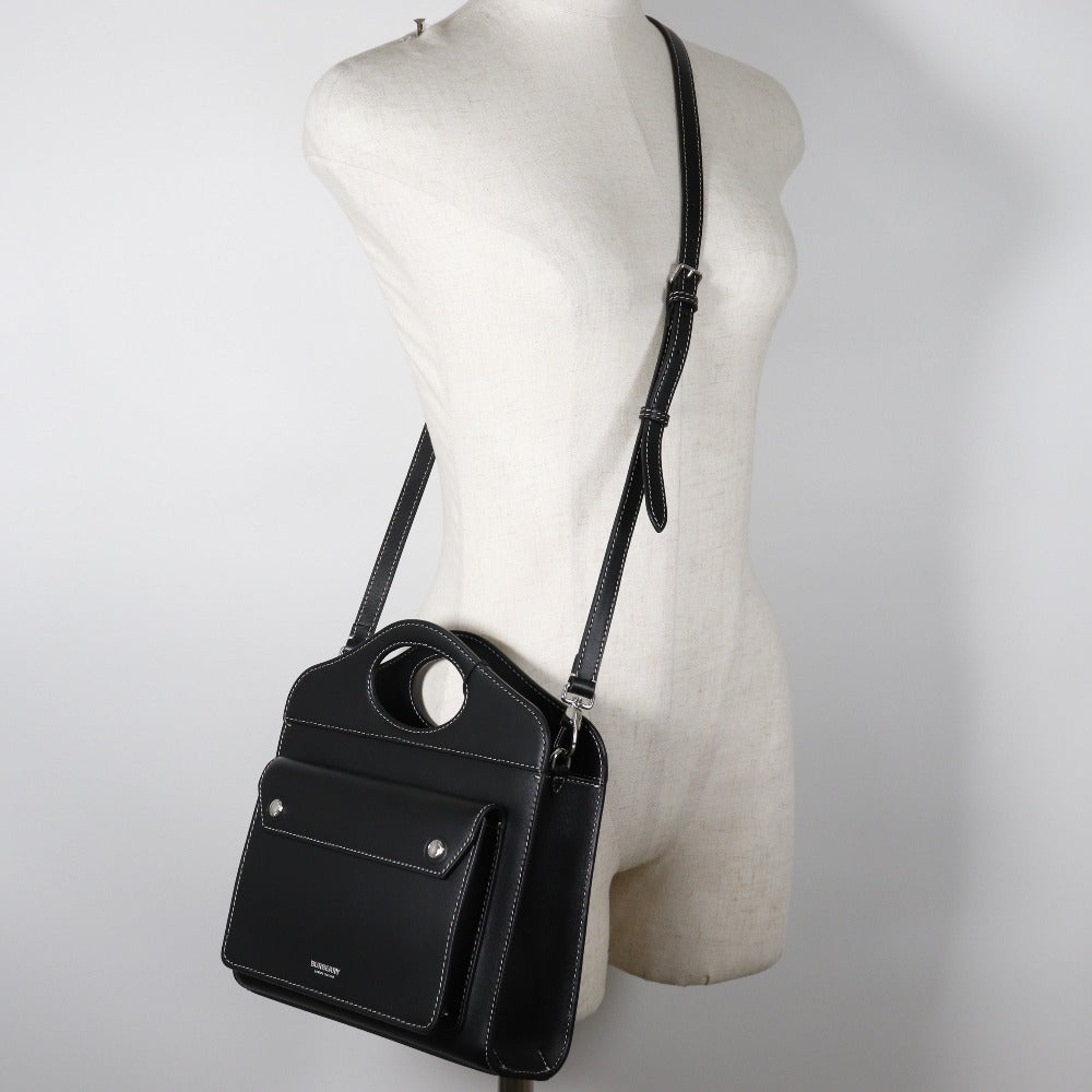BURBERRY Handbag 8040892 leather black 2WAY handbag  Women Used Authentic