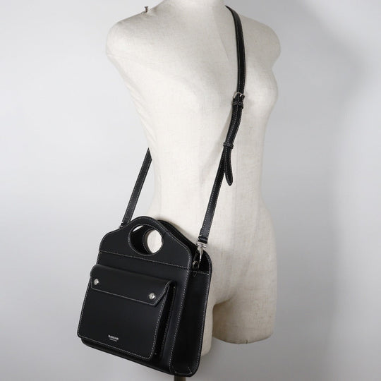 BURBERRY Handbag 8040892 leather black 2WAY handbag  Women Used Authentic