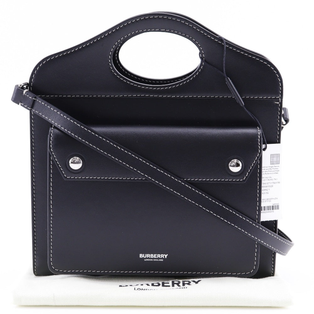 BURBERRY Handbag 8040892 leather black 2WAY handbag  Women Used Authentic