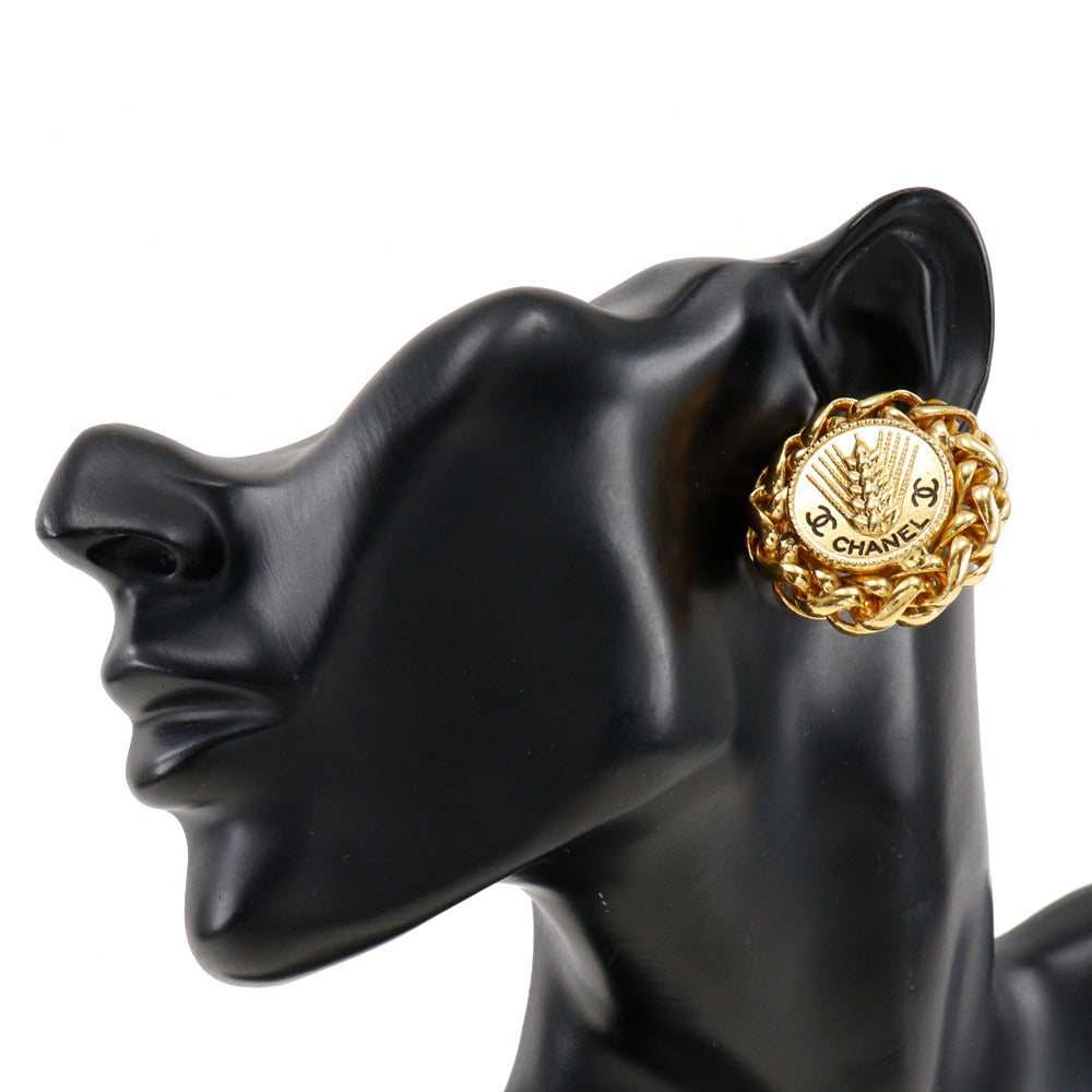 CHANEL Earring Plated Gold gold vintage logo COCO Mark Women Used Authentic