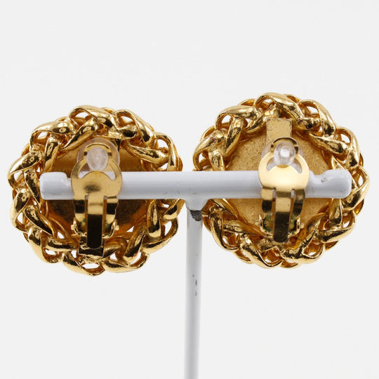 CHANEL Earring Plated Gold gold vintage logo COCO Mark Women Used Authentic