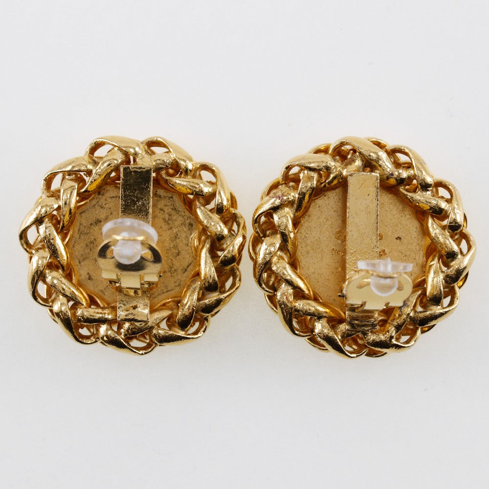CHANEL Earring Plated Gold gold vintage logo COCO Mark Women Used Authentic