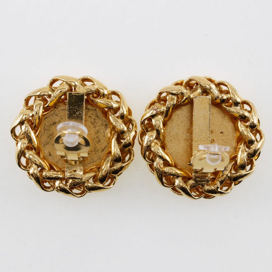 CHANEL Earring Plated Gold gold vintage logo COCO Mark Women Used Authentic