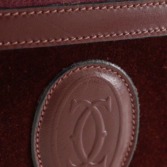 CARTIER Shoulder Bag Suede, Calfskin Bordeaux Must Line Women Used Authentic