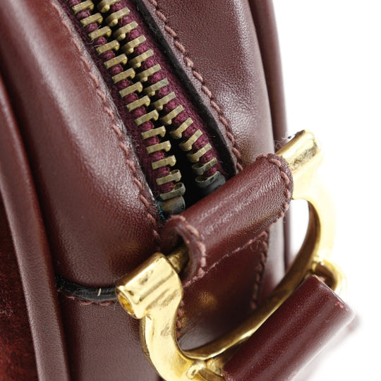CARTIER Shoulder Bag Suede, Calfskin Bordeaux Must Line Women Used Authentic