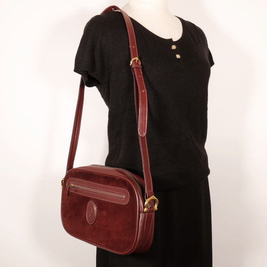CARTIER Shoulder Bag Suede, Calfskin Bordeaux Must Line Women Used Authentic