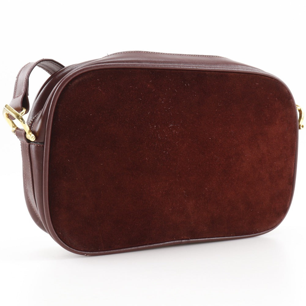 CARTIER Shoulder Bag Suede, Calfskin Bordeaux Must Line Women Used Authentic