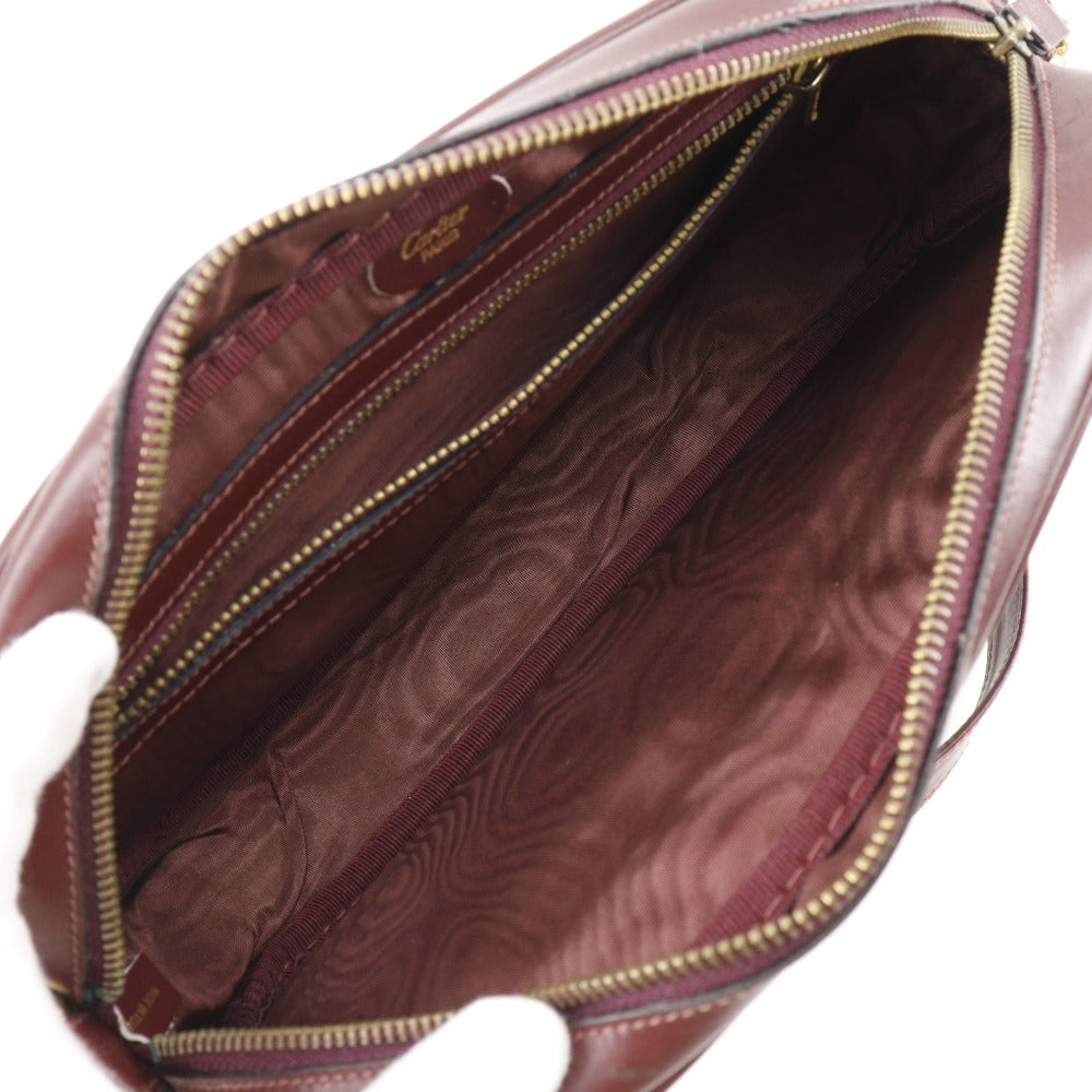 CARTIER Shoulder Bag Suede, Calfskin Bordeaux Must Line Women Used Authentic