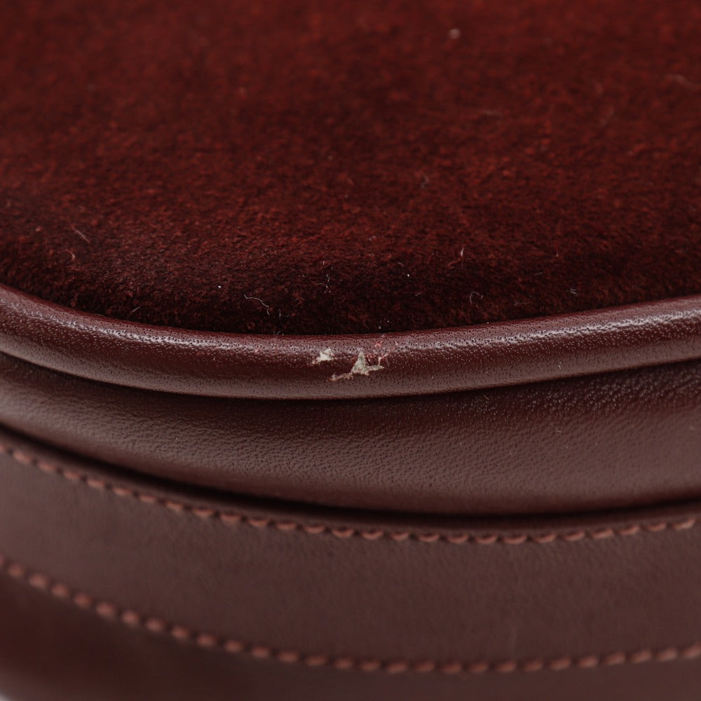 CARTIER Shoulder Bag Suede, Calfskin Bordeaux Must Line Women Used Authentic