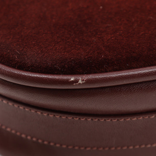 CARTIER Shoulder Bag Suede, Calfskin Bordeaux Must Line Women Used Authentic