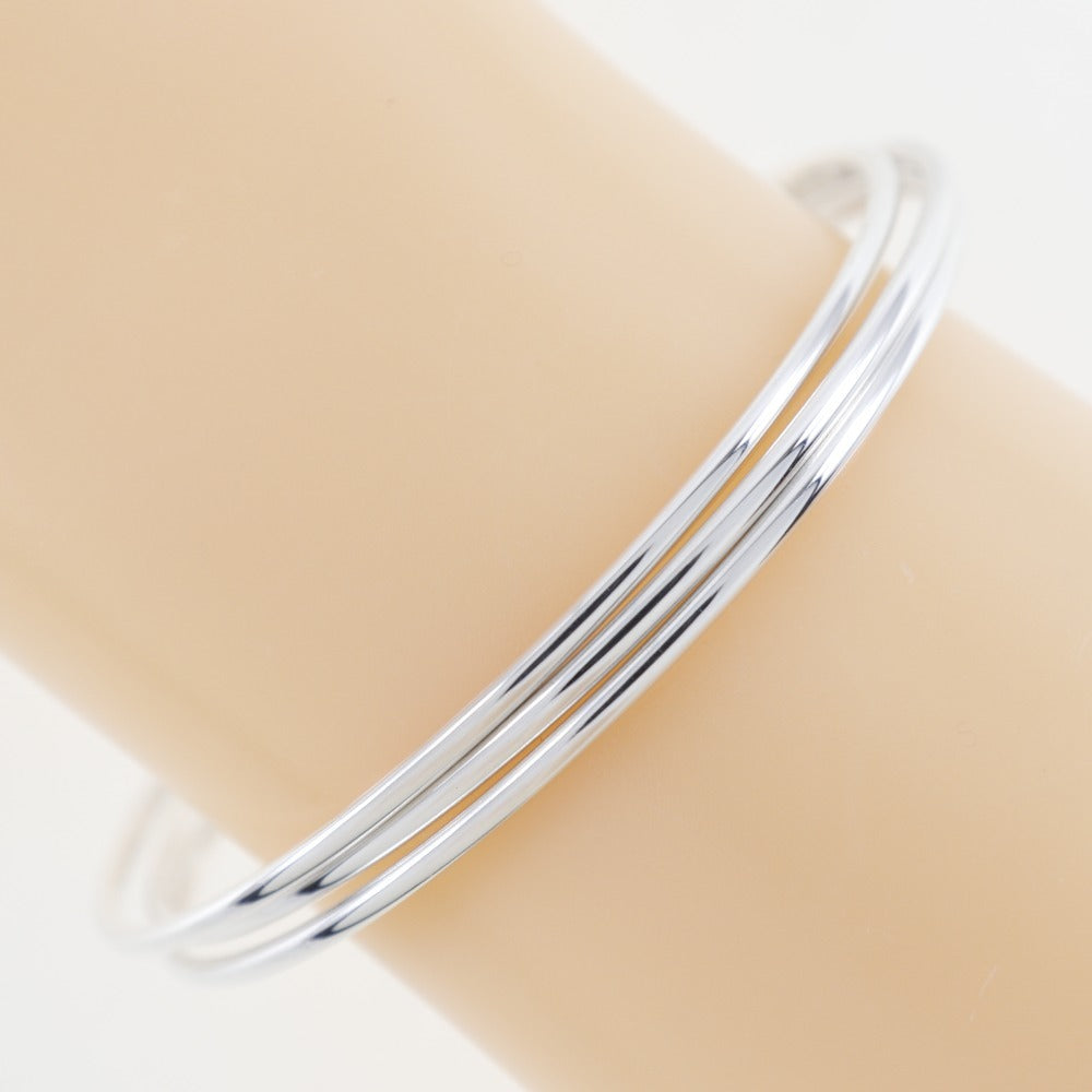 TIFFANY&Co. Bangle Silver925 Silver 3 stations Double heart Women Used Authentic