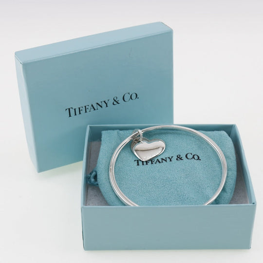 TIFFANY&Co. Bangle Silver925 Silver 3 stations Double heart Women Used Authentic