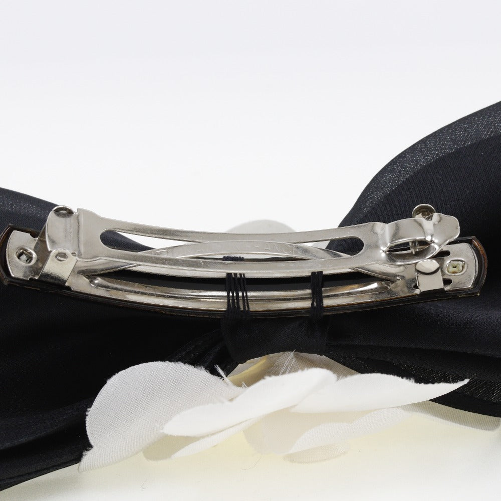 CHANEL Valletta Satin, Textile Black / white camellia ribbon Women Used Authentic
