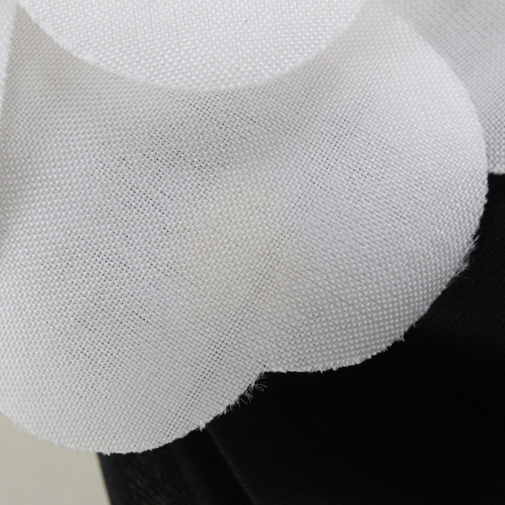 CHANEL Valletta Satin, Textile Black / white camellia ribbon Women Used Authentic