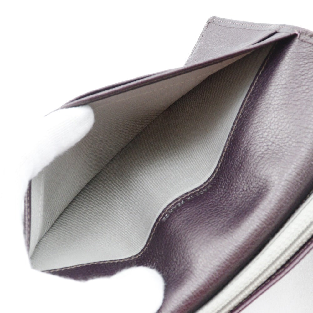 CHANEL Long Wallet Purse leather Metallic purple Camellia COCO Mark Women Used Authentic