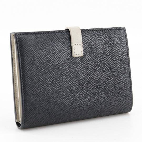 CELINE Bifold Wallet Calfskin Black / beige Medium strap Women Used Authentic