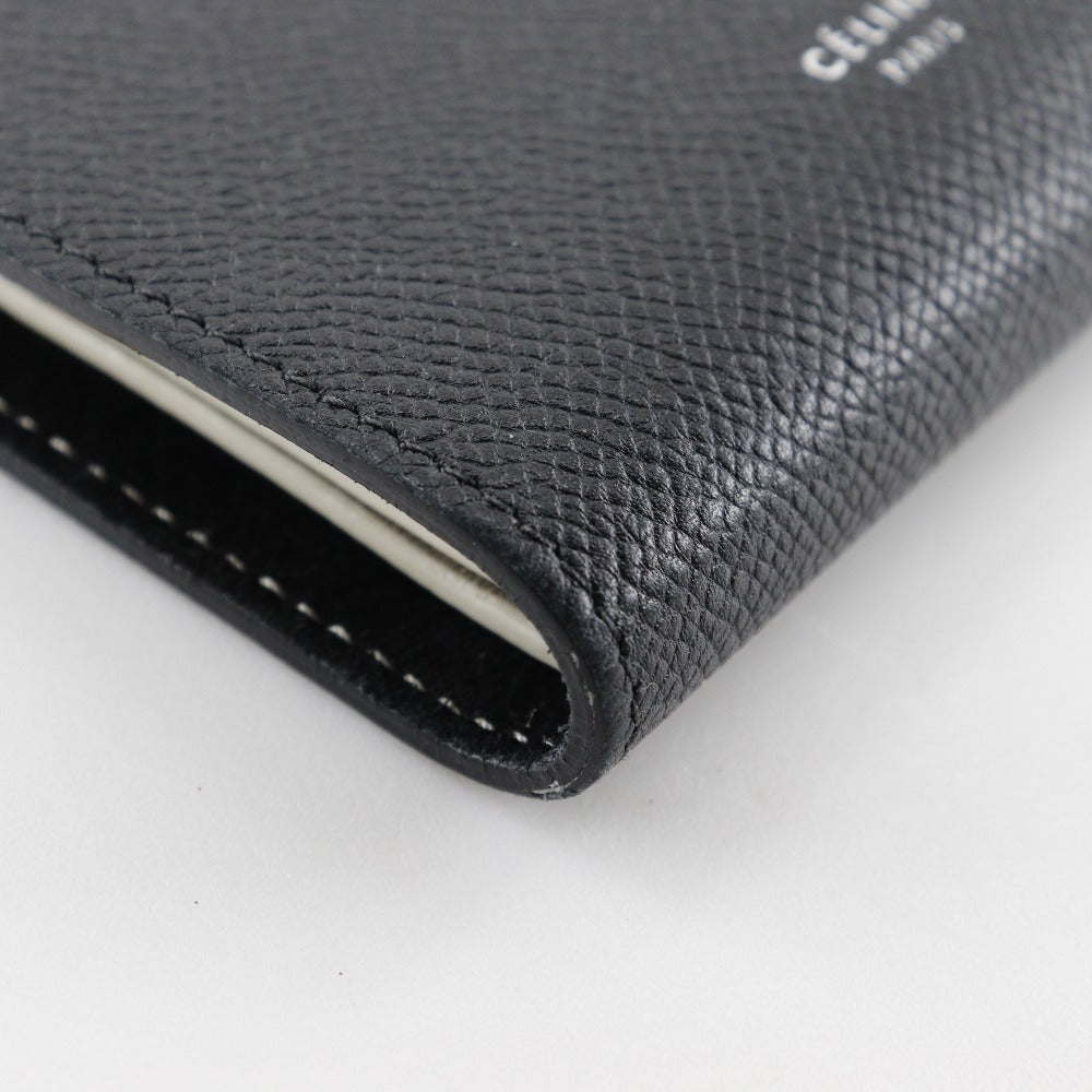 CELINE Bifold Wallet Calfskin Black / beige Medium strap Women Used Authentic