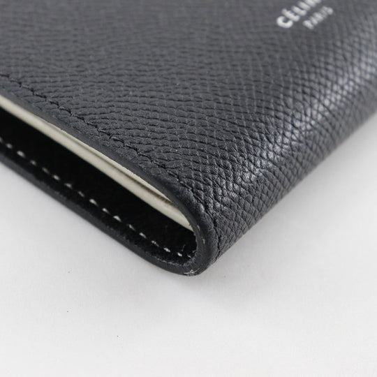 CELINE Bifold Wallet Calfskin Black / beige Medium strap Women Used Authentic
