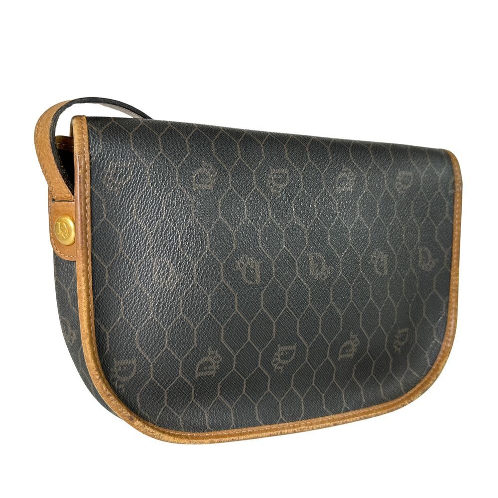Dior Shoulder Bag PVC Black / Brown Honeycomb vintage Women Used Authentic