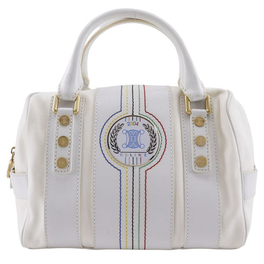 CELINE Handbag Nylon canvas, leather White 2004 Athens Olympics Limited Mini Boston Women Used Authentic
