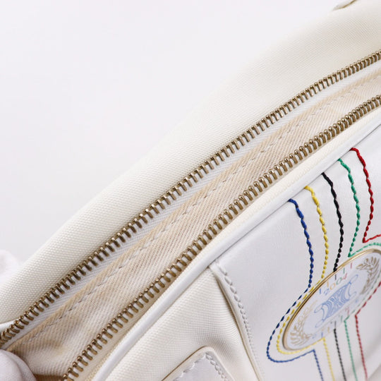 CELINE Handbag Nylon canvas, leather White 2004 Athens Olympics Limited Mini Boston Women Used Authentic