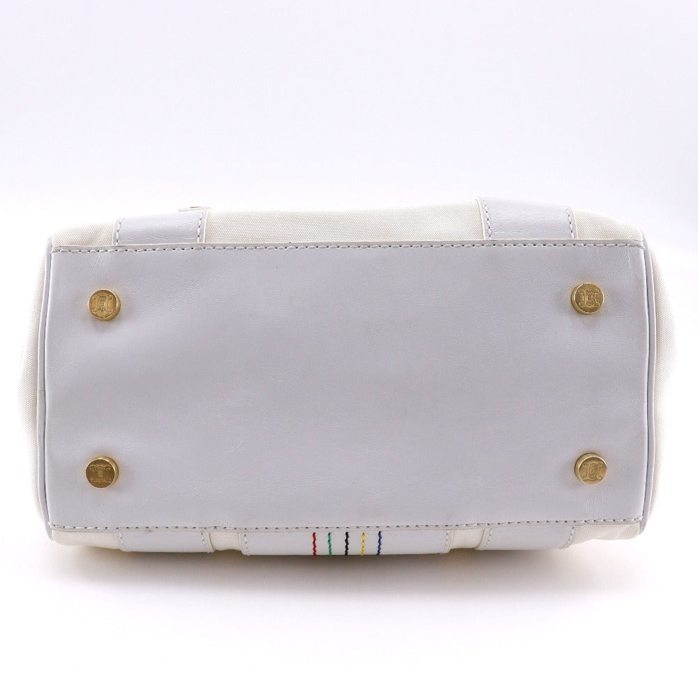 CELINE Handbag Nylon canvas, leather White 2004 Athens Olympics Limited Mini Boston Women Used Authentic