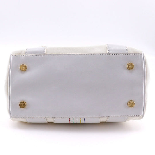 CELINE Handbag Nylon canvas, leather White 2004 Athens Olympics Limited Mini Boston Women Used Authentic
