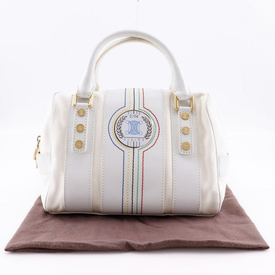 CELINE Handbag Nylon canvas, leather White 2004 Athens Olympics Limited Mini Boston Women Used Authentic