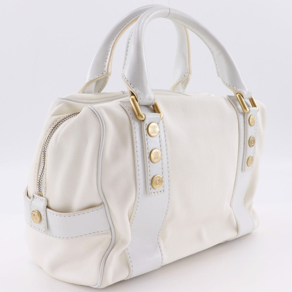 CELINE Handbag Nylon canvas, leather White 2004 Athens Olympics Limited Mini Boston Women Used Authentic