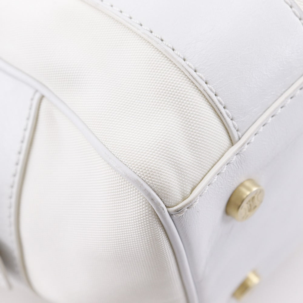 CELINE Handbag Nylon canvas, leather White 2004 Athens Olympics Limited Mini Boston Women Used Authentic