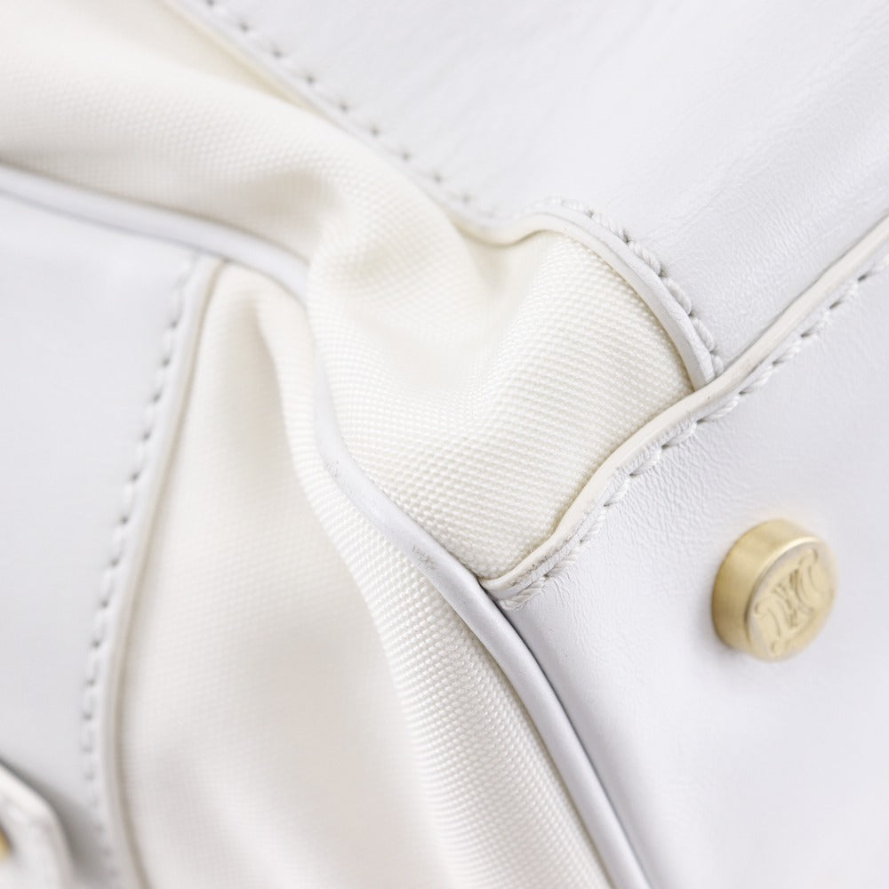 CELINE Handbag Nylon canvas, leather White 2004 Athens Olympics Limited Mini Boston Women Used Authentic