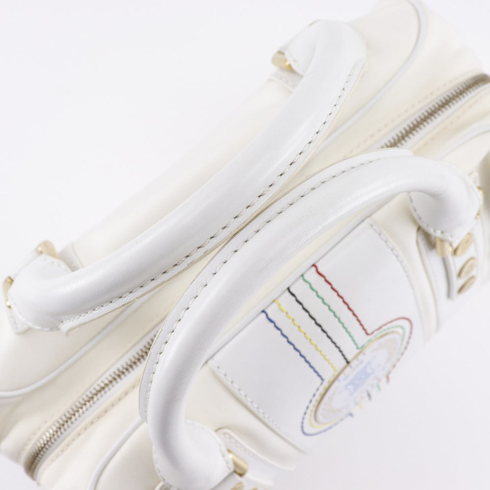 CELINE Handbag Nylon canvas, leather White 2004 Athens Olympics Limited Mini Boston Women Used Authentic