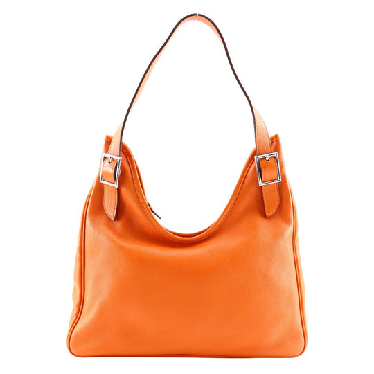 HERMES Shoulder Bag leather Orange one belt Masai Cut 32 Women Used Authentic