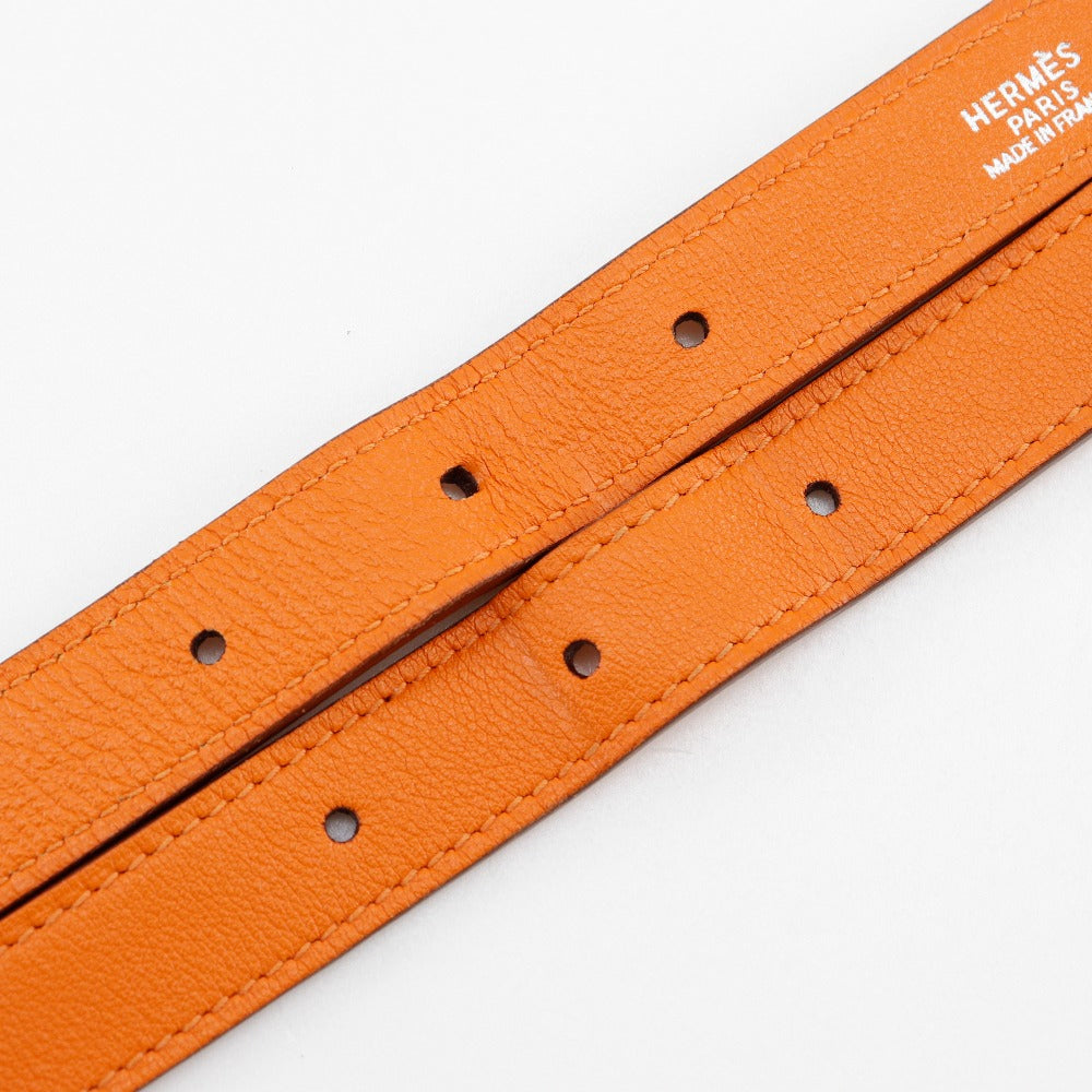 HERMES Shoulder Bag leather Orange one belt Masai Cut 32 Women Used Authentic