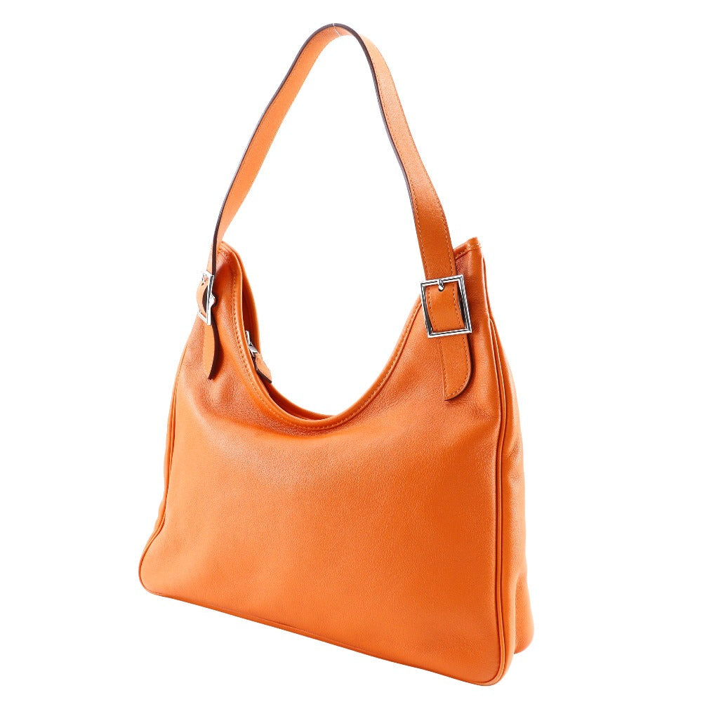 HERMES Shoulder Bag leather Orange one belt Masai Cut 32 Women Used Authentic