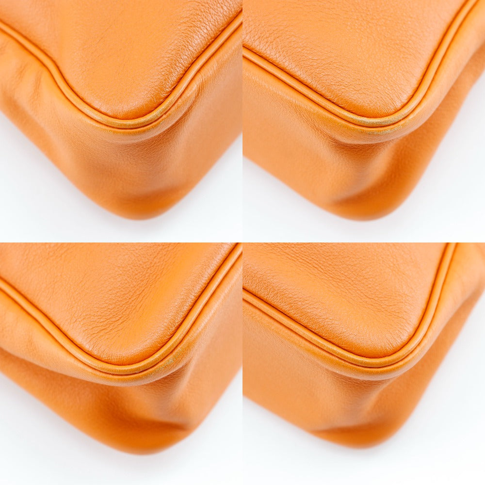 HERMES Shoulder Bag leather Orange one belt Masai Cut 32 Women Used Authentic