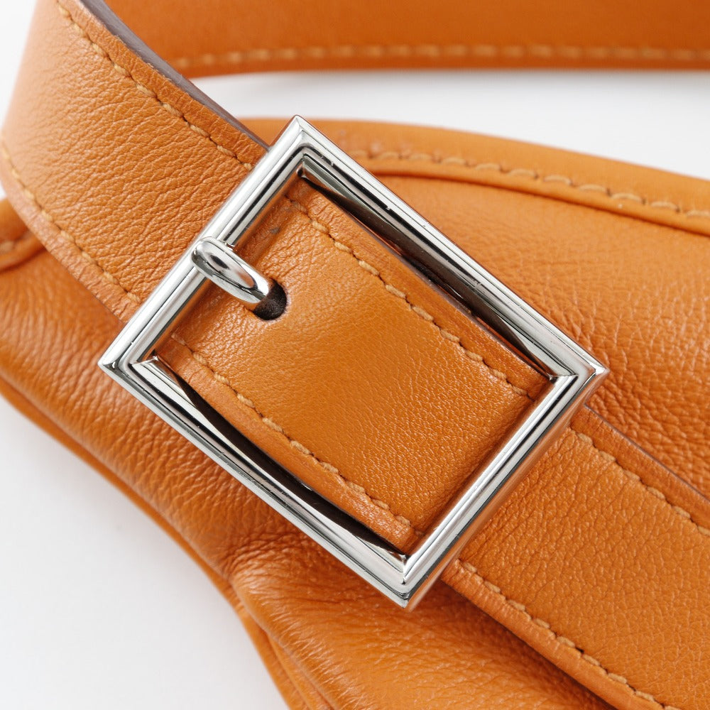 HERMES Shoulder Bag leather Orange one belt Masai Cut 32 Women Used Authentic